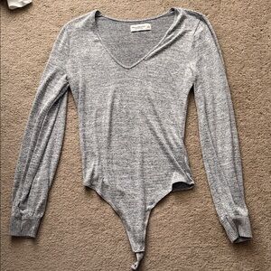 Abercrombie & Fitch Heather Gray Long Sleeve Bodysuit